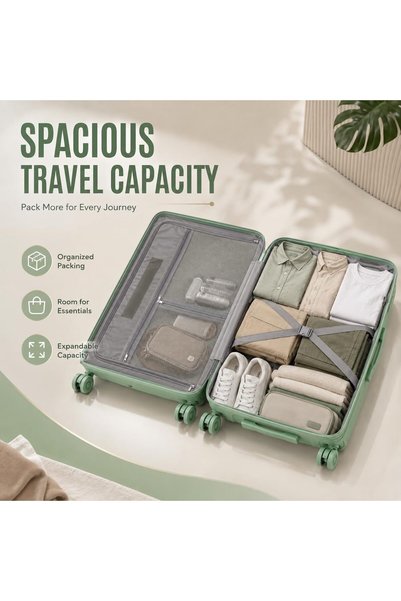 Glossy Bird Large Hard Shell Suitcase, Expandable Polypropylene PP Luggage with TSA007 Combination Lock, Double Zipper, Spinner Wheels and USB Charging Port, Travel Trolley Bag - 20 inch