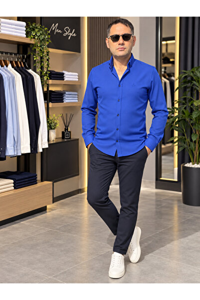 ByEmir Erkek Slim Fit Saks Mavisi Gömlek