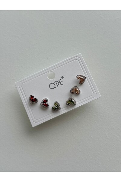 shop Colorful Stone Mini Crystal Heart Earrings Set of 3