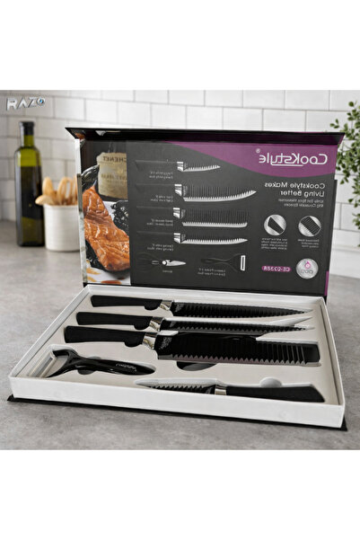 Razo Set 6 Piese Bucatarie Mastercook - 4 Cutite Premium, Decojitor & Foarfec...