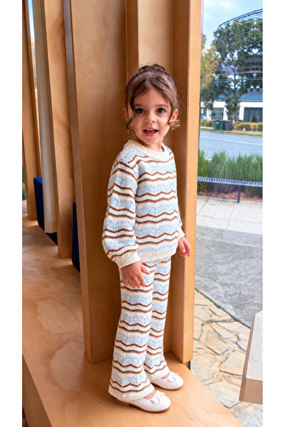 elzo collection Girl's Striped 3-Thread Fabric Top and Bottom Set