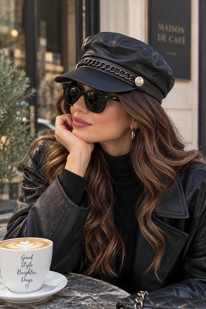 Wearflawless Pălărie tip beretă pentru femei, model vintage cu bor, șic, casual, pentru toamnă și iarnă