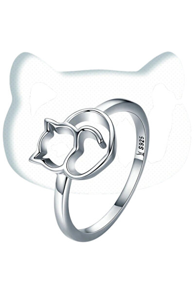 Generic Brand Inel Lovely Cat din Argint, model pisicuta, marime 9