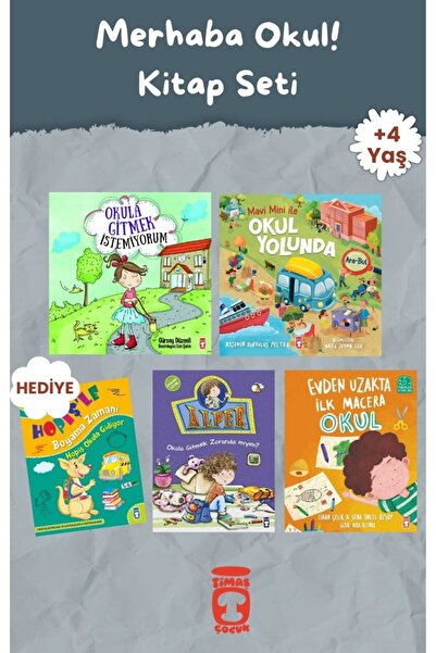 Timaş Çocuk Merhaba Okul! Kitap Seti - Okul Öncesi - 4+ Yaş Kitap Seti - Boya...