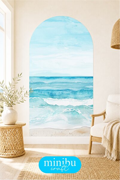 Deniz Kumsal Manzara Bohem Kemer Boho Arch Modern Duvar Sticker MNB-89