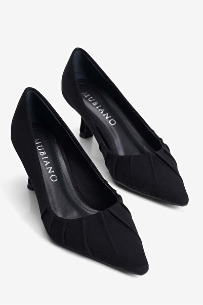 Mubiano Women's Suede Stiletto Pointed Toe Drawstring Detailed Heeled Shoes D...