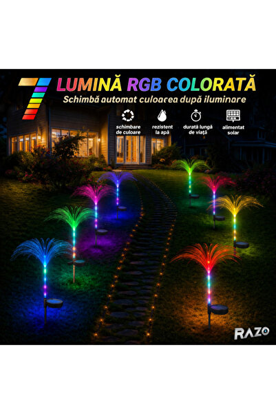Razo Lampa solara decorativa tip meduza 2 buc/set, Culori RGB, IP65, Iluminat...