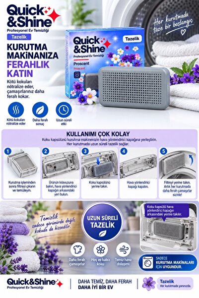 Quick & Shine Kurutma Makinesi Koku Kapsülü – Çamaşırlarda Ferah Koku