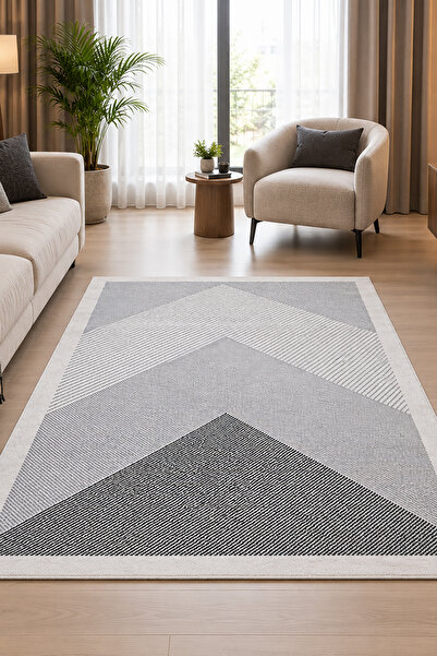 Giza Home Zarra Yumuşak Modern Krem Gri Halı Salon Mutfak Antre Yolluk Oturma...