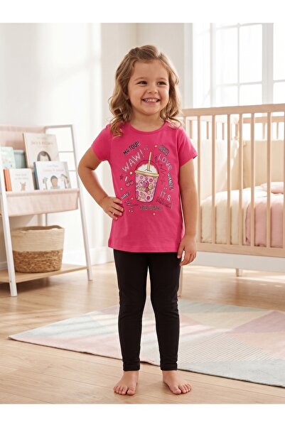 KİAGU Children's Set Character Printed Crew Neck Short Sleeve T-Shirt Legging...