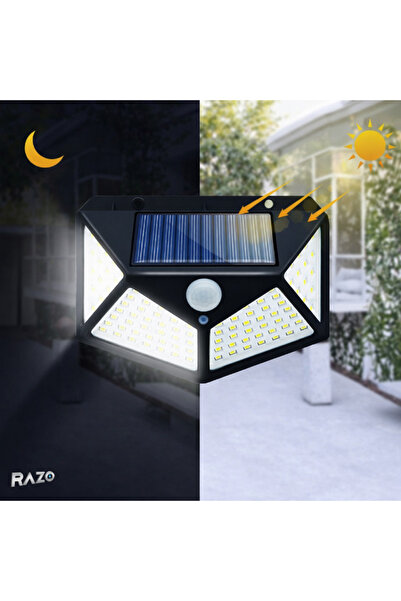 Razo Lampa solara LED exterior RAZO, Senzor de miscare, 100 LED, IP65, Ilumin...