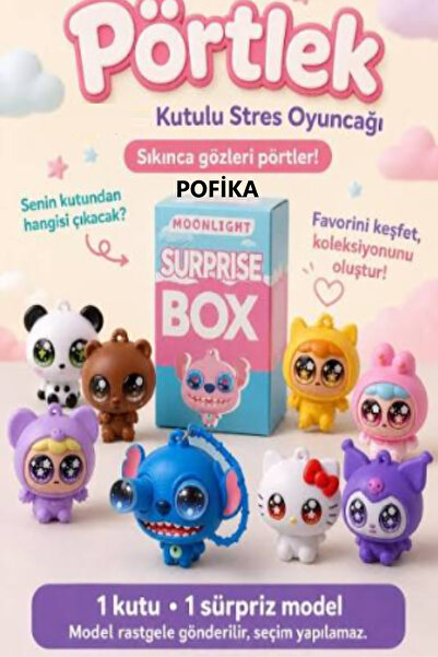 Pofika Stıtch,Hello Kıtty, Kuromı Pörtlex Göz Şanslı Kutu Stres Oyuncağı 1 Adet