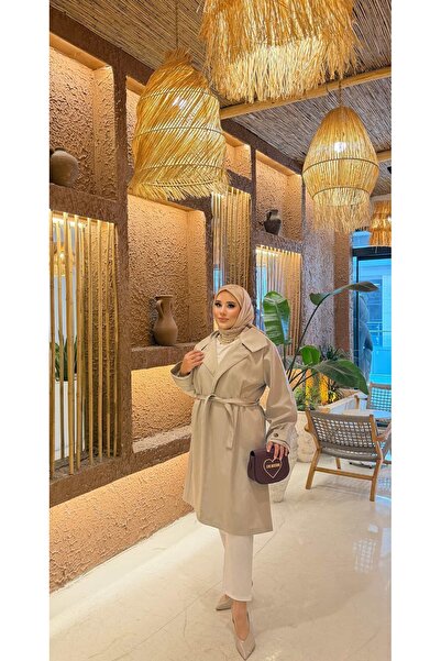 İLGEN FASHİON Yakalı Tasarım Trençkot