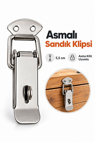 Badem10 Sandık Klipsi Asmalı Küçük 5,5 CM Asma Kilit Uyumlu Metal Mandal Kutu...