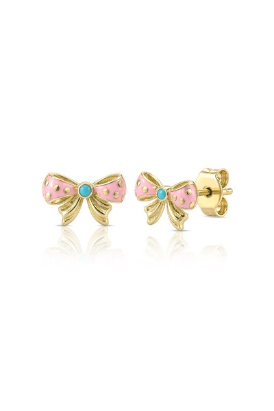 Lilarote Pembe Mineli Kurdela Çocuk Altın Küpe