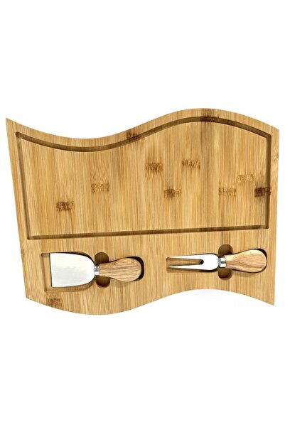 GRÜNBERG Platou din bambus pentru brânzeturi cu 2 accesorii incluse, Material...