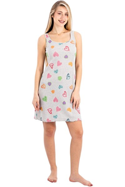 ZECOTEX Women's Ribbed Cotton Sleeveless Night Dress | Colorful Heart Print, ...