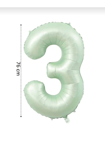 Folyo Balon 3 Rakamı Helyum Balon 76cm Yeşil Renk - 3 Yaş Balonu - Doğum Günü Süsü