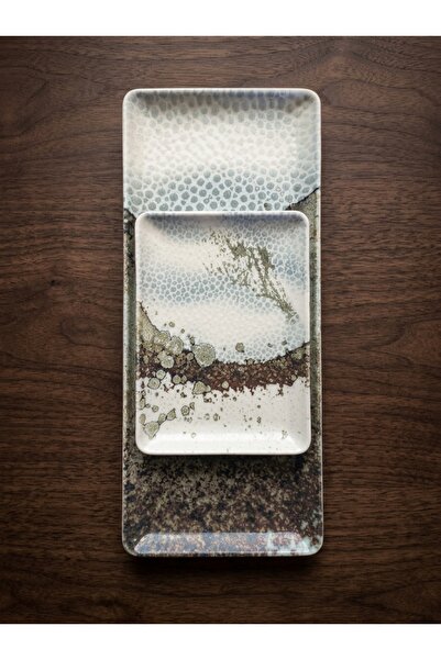 Kütahya Porselen 35X15 cm and 18X13 cm Rectangular Flat Presentation Plates