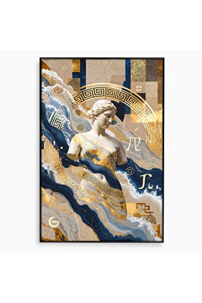Luxcanva Tablou Canvas Zeita Clasica Abstracta 50x70 cm cu Rama Negru Zeita A...