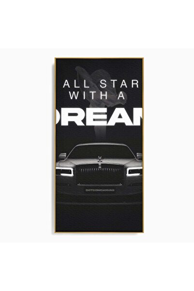Luxcanva Tablou pe pânză Totul începe cu un vis 50x100 cm cu ramă aurie decor...