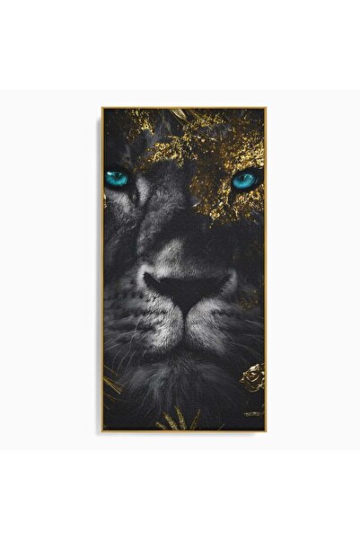 Luxcanva Tablou Canvas Frumusetea Leului Cu Ochi Albastrii 50x100 cm cu Rama ...