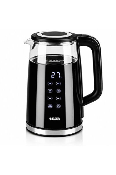 HAEGER Кана DIGIGLASS, Капацитет 1.7л, Мощност 2200W, Дигитален контрол на те...