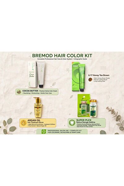 BREMOD 6.17 Honey Tea Brown Hair Color – Warm Honey-Brown Shade with a Natura...