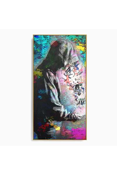 Luxcanva Tablou Canvas Grafitti Boy 70x140 cm cu Rama Auriu Dormitor Tanar Baiat