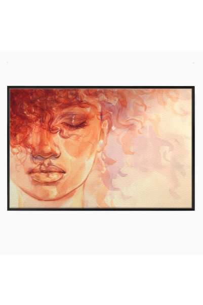 Luxcanva Tablou Canvas Woman Face 120x80 cm cu Rama Negru Living Frumusete Ba...