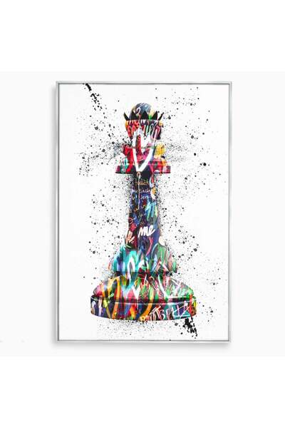 Luxcanva Tablou Canvas Chess Queen 40x60 cm cu Rama Argintiu Dormitor Living ...
