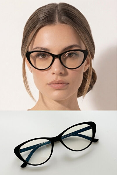 LUNE EYEWEAR LUCY CAT EYE MAVİ IŞIK KORUMALI SİYAH GÖZLÜK
