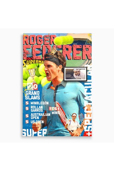 Luxcanva Tablou Canvas Roger Federer 100x150 cm pe Sasiu Lemn Decorativ Sport...