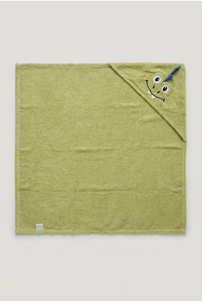 EAST&HIERA Hooded Baby Swaddle Towel (75X75 cm) - Cotton with Dino Figure