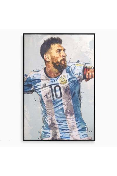 Luxcanva Tablou Canvas Lionel Messi 100x150 cm cu Rama Negru Living Foltablis...