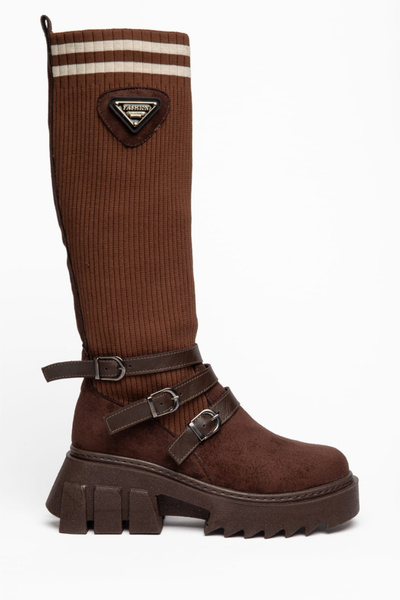 Moda Hanım Niola Suede Brown Women's Casual Boots