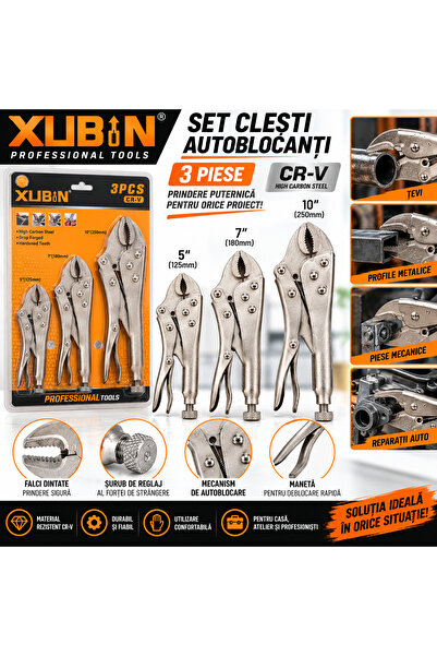 OMB Σετ 3 τεμαχίων Πένσες Αυτοασφαλιζόμενες XUBIN CR-V, 125 / 180 / 250 χιλ.,...