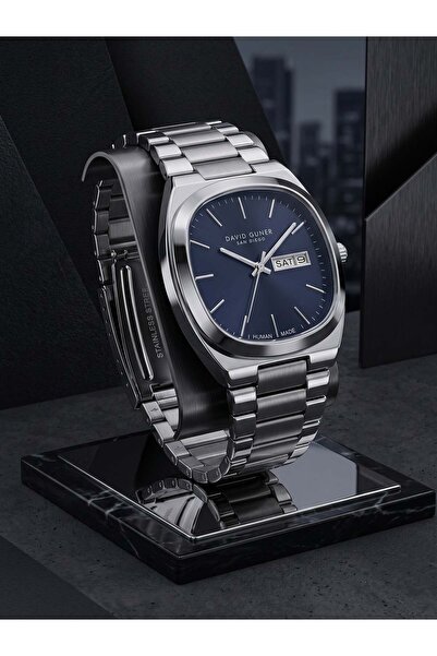 DAVID GUNER San Diego 42 mm Erkek Saat Lacivert Kadran Modern Klasik Almanca ...
