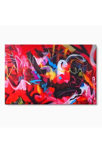 Luxcanva Tablou Canvas Red Graffiti 120x80 cm pe Sasiu Lemn Living Arta Strad...