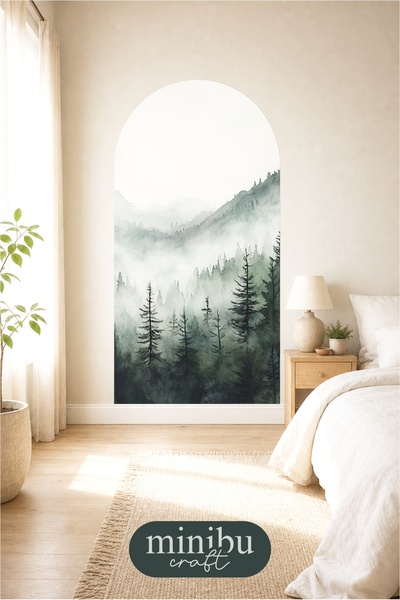 Minibu Craft Black Forest Landscape Bohemian Arch Boho Arch Modern Wall Sticker Mnb-77