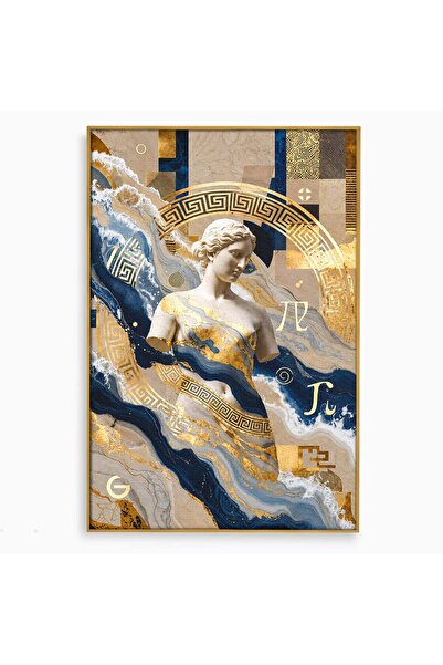 Luxcanva Tablou Canvas Zeita Clasica Abstracta 100x150 cm cu Rama Auriu Zeita...