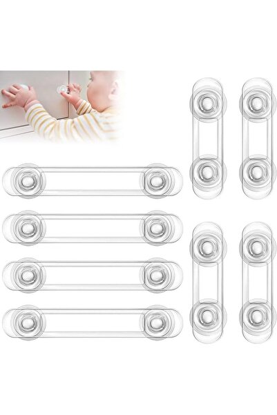 SWIUKPHE Transparent Baby Proof Cabinet Latch Set for Fridge Drawers and Toil...