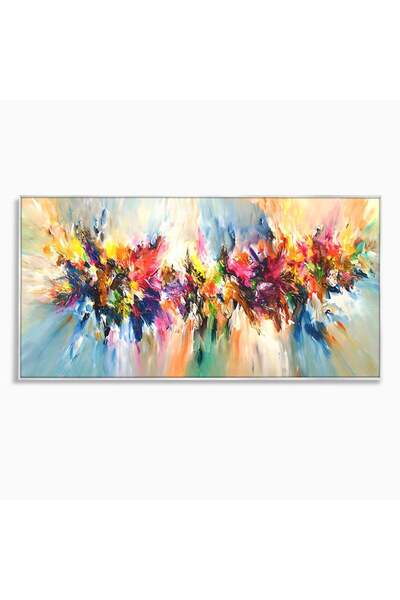 Luxcanva Tablou Canvas Dansul culorilor 120x60 cm cu Rama Argintiu Decorativ ...