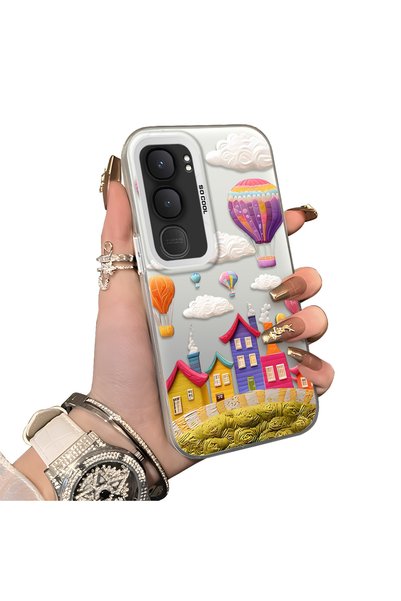 Hontinga Vivo Y31 5g Compatible Silicone Edge Hard Back Case Balloon Pattern ...
