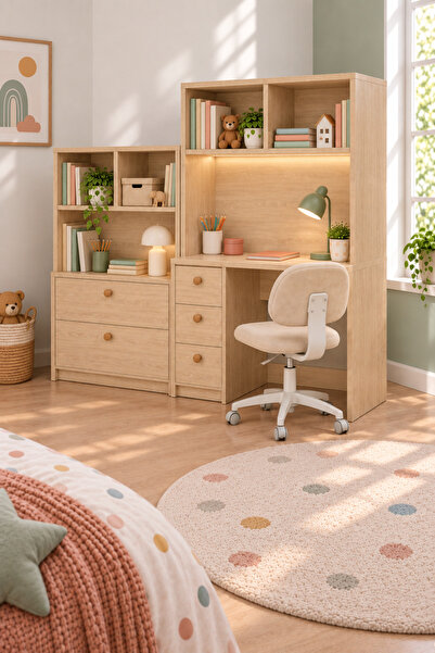 tino furniture Mix Kitaplıklı Çalışma Masası 5 Çekmeceli Çocuk Genç Odası Tak...