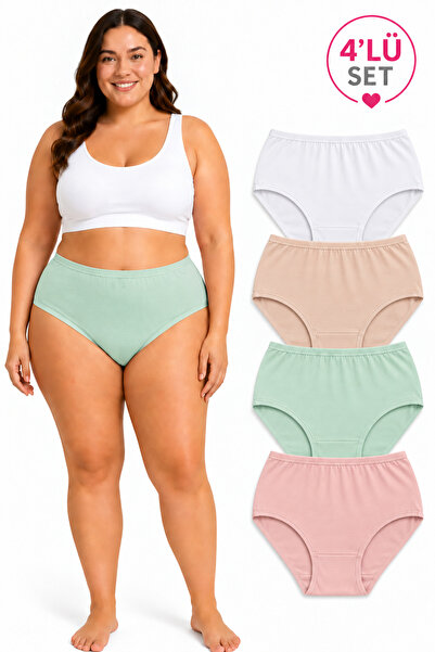 İpeksi Collection 100% Cotton High Waist Bato Daily Panties 4-Pack