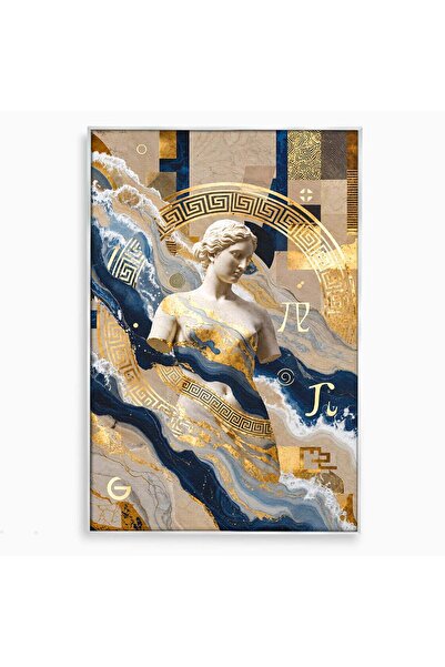 Luxcanva Tablou Canvas Zeita Clasica Abstracta 50x70 cm cu Rama Argintiu Zeit...