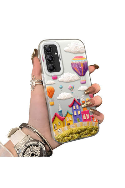 Hontinga Samsung Galaxy A34 Compatible Silicone Edge Hard Back Case Balloon P...