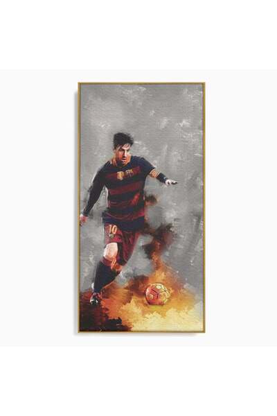 Luxcanva Tablou Canvas Lionel Andrés Messi 70x140 cm cu Rama Auriu Living Fot...