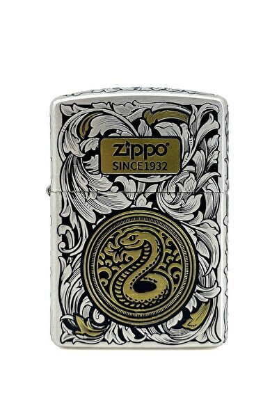 Zippo Deep Carve Snake Floral Dizayn Armor Case Özel Seri Çakmak